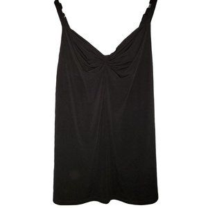 Slinky black camisole 2X Gathered front tank top